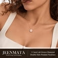 thumbnail image 6 of JeenMata Lab Grown Diamond 1 Carat Round Cut Double Halo Pendant Necklace in 18K Rose Gold Plating for Women, 6 of 8