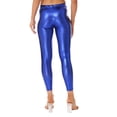 thumbnail image 4 of YONGHS Womens Wet Look Stretch High Waisted Pants Workout Tights Leggings Liquid Clubwear Royal Blue One Size, 4 of 5