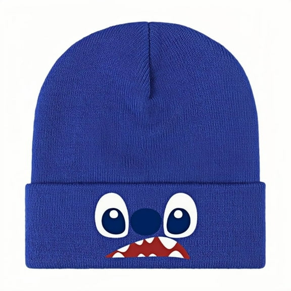 Lilo And Stich Experiment 626 Anime Catoon Knitting Hat - Fleece-Lined Acrylic Beanie, Cute Kawaii Embroidery Trapper Cap for Women Men Unisex