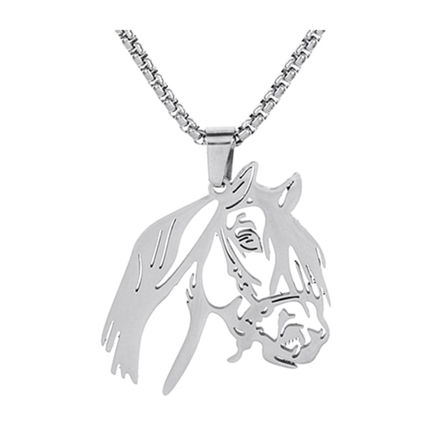 Collar con colgante de cabeza de caballo, collar con dije de silueta de caballo, collar con animal del zodiaco para mujeres y hombres, joyería, regalo para San Valentín y cumpleaños.