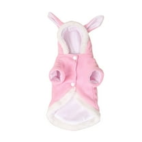 Langeriy Pet Costume Rabbit Outfit with Hood & Bunny Ears for Small Dogs and Cats Pink - Size S