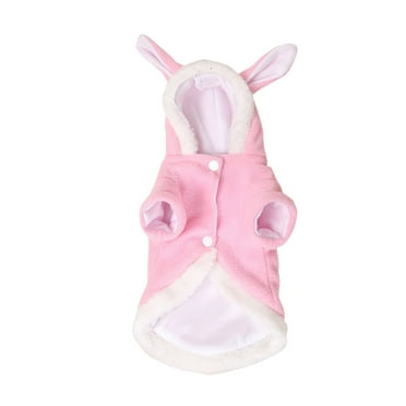 Langeriy Pet Costume Rabbit Outfit with Hood & Bunny Ears for Small Dogs and Cats Pink - Size S
