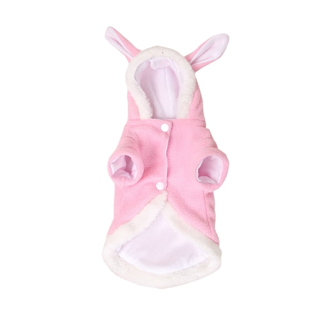 Traje de mascotas traje de conejo con capucha y conejito orejas para perros pequeños y gatos rosa - tamaño XL