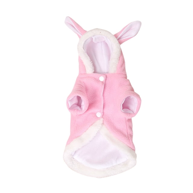 Traje de mascotas traje de conejo con capucha y conejito orejas para perros pequeños y gatos rosa - tamaño XL