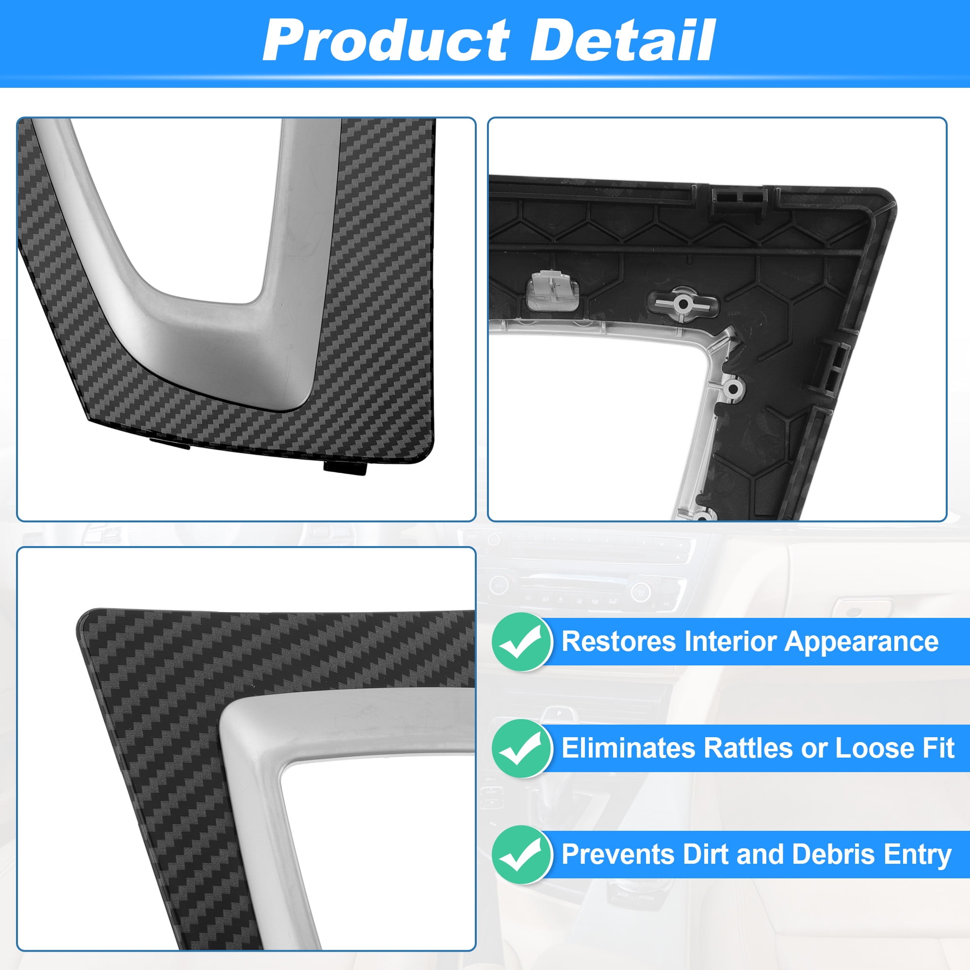 Unique Bargains Gear Shift Panel Shifter Bezel Frame Cover for BMW 3 4 Series F30 F31 F34 F35 F32 F33 F36 No.51169234131 Carbon Fiber Pattern Center Console Control Panel Trim