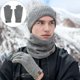 thumbnail image 3 of Conjunto de gorro de punto grueso y cálido, bufanda larga y guantes de conducción con pantalla táctil, 3 of 5