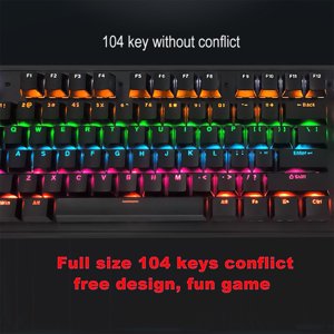 Dioche 104 Clés Clavier mécanique, câblé véritable mécanique rétroéclairé clavier pour PC Ordinateur portable pour le jeu et bureau