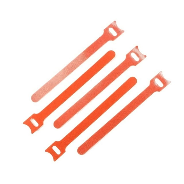 Adjustable Orange T-Type Reusable Fastening Cable Ties - Nylon Hook and Loop Cord Management Straps for Organizing Wires and Cables