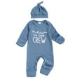 thumbnail image 4 of Gvdentm Baby Boy Clothes Letter Print One Piece Romper Baby Coming Home Outfits with Hat Newborn Boy Outfits(Blue,3-6 Months), 4 of 5