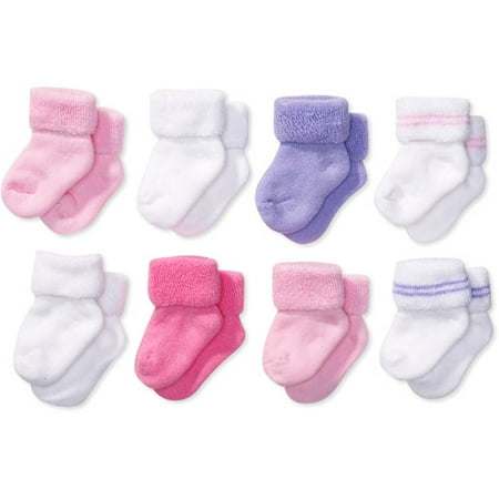 Child of Mine by Carters - Newborn Girls' 8-Pack Terrycloth Socks, Assorted