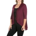 thumbnail image 3 of 24seven Comfort Apparel Plus Size Elbow Length Sleeve Open Cardigan, 3 of 4