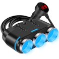 thumbnail image 1 of 3Way Car Cigarette Lighter Socket Splitter Dual USB Charger Power Adapter 12-24V, 1 of 10