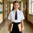 thumbnail image 5 of Guluxicc Button Up Shirts for Kids Boys Short Sleeve Solid Color School Uniform Tops with Tie Casual Summer Collared Shirts, 5 of 9