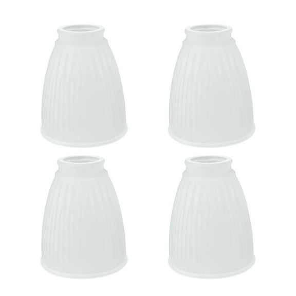 Aspen Creative 23088-4 Transitional Style Replacement Bell Shaped Frosted Ribbed Glass Shade, 2 1/8" Fitter Size, 4 5/8" High x 4 1/4" Diameter, 4 Pack