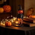 thumbnail image 5 of Vintage Witch Pumpkin Figurine with LED Lantern Striped Legs Resin Tabletop Decor for Halloween Fall Autumn Virelaxpo, 5 of 9