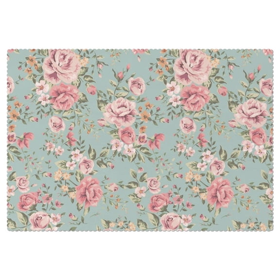 Rectangle Floral Rose Tablecloth -Linen Fabric Table Cloth - Washable Reusable Table Cover with Dust-Proof Wrinkle Resistant for Restaurant, Picnic, Indoor and Outdoor Dining 60 Inch X 84 Inch