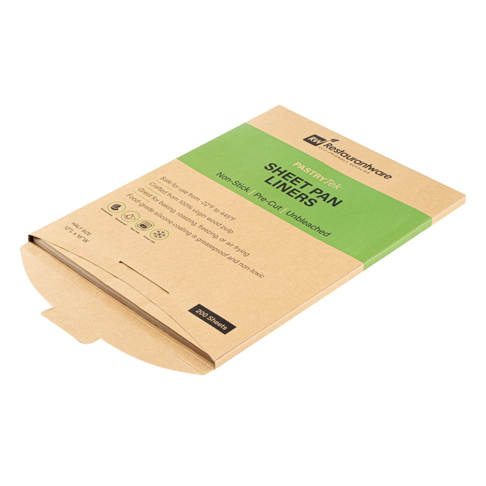 Pastry Tek Unbleached Parchment Paper Half Size Sheet Pan Liner - Silicone Coated - 12" x 16" - 1000 count box
