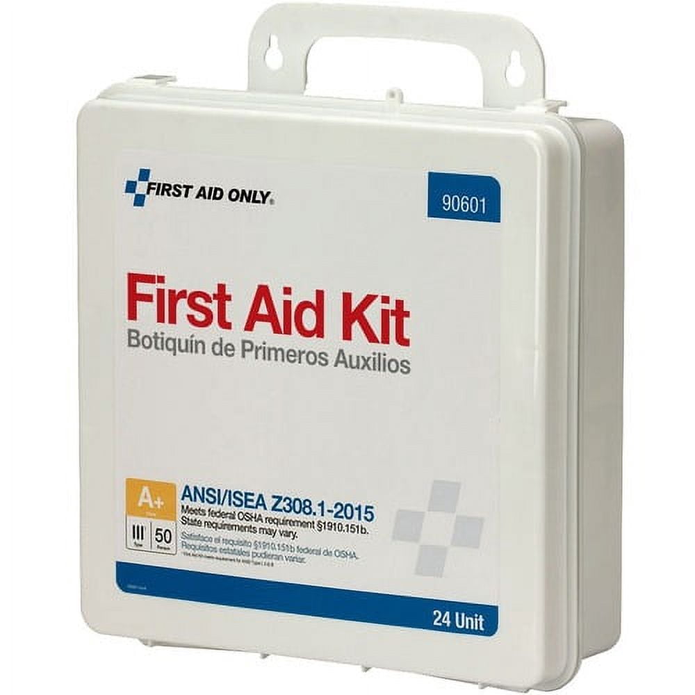 First Aid Only 50-Person Unitized Plastic First Aid Kit - ANSI Compliant 24 x Piece(s) For 50 x Individual(s) - 3" Height x 10" Width x 10" Length - Plastic Case - 1 Each
