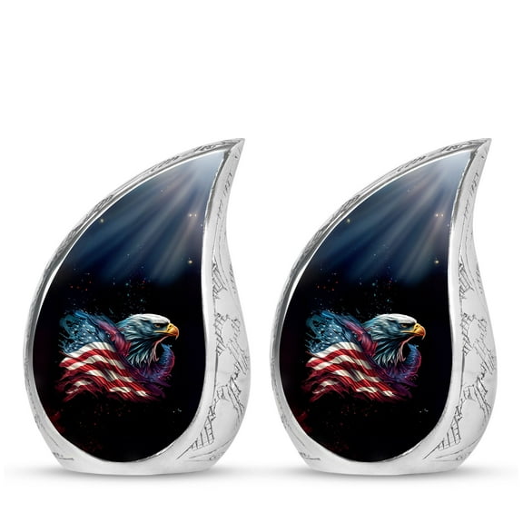 ASUBJAGA American Eagle - Teardrop Mini Urns for Ashes - Small Urns for Human Ashes - Cremation Urns for Adult Ashes - Decorative Urn - Urns for Human Ashes Adult Male & Female, 3Inch, 2Pcs