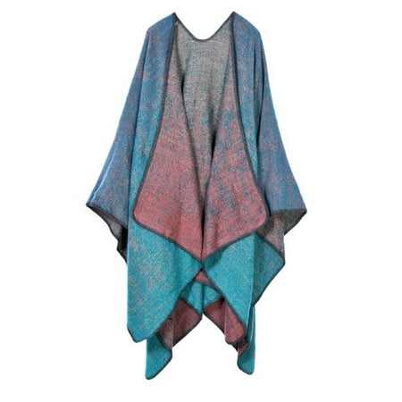

Dadaria Shawl Wrap Women Scarf Wrap Front Cape Oversized Winter Blanket Reversible Cardigan Blue Women