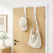 Mainstays White Over the Door Rubber Grip Hooks for Closet and Bathroom Storage, 2 Pack