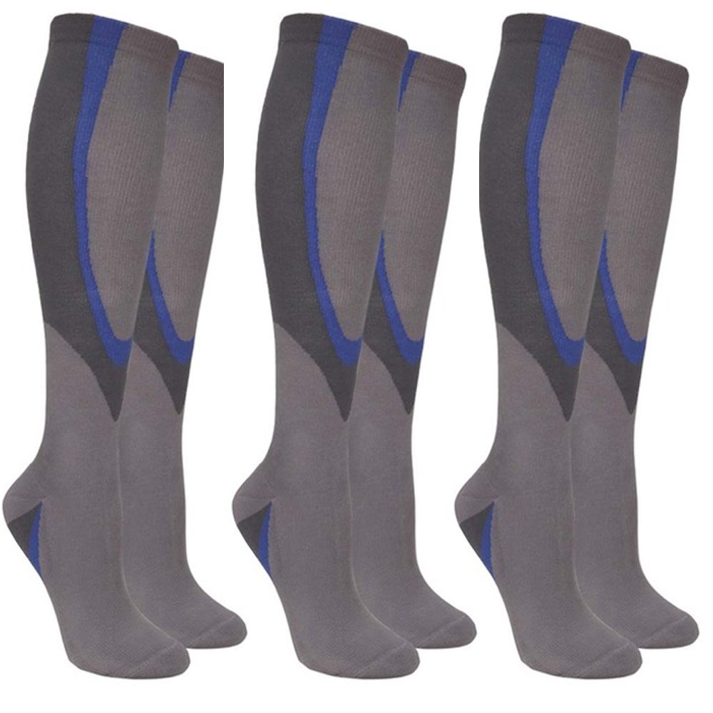 3 Pairs Compression Socks Foot Calf Support Men Women Sports Fitness S/M L/XL