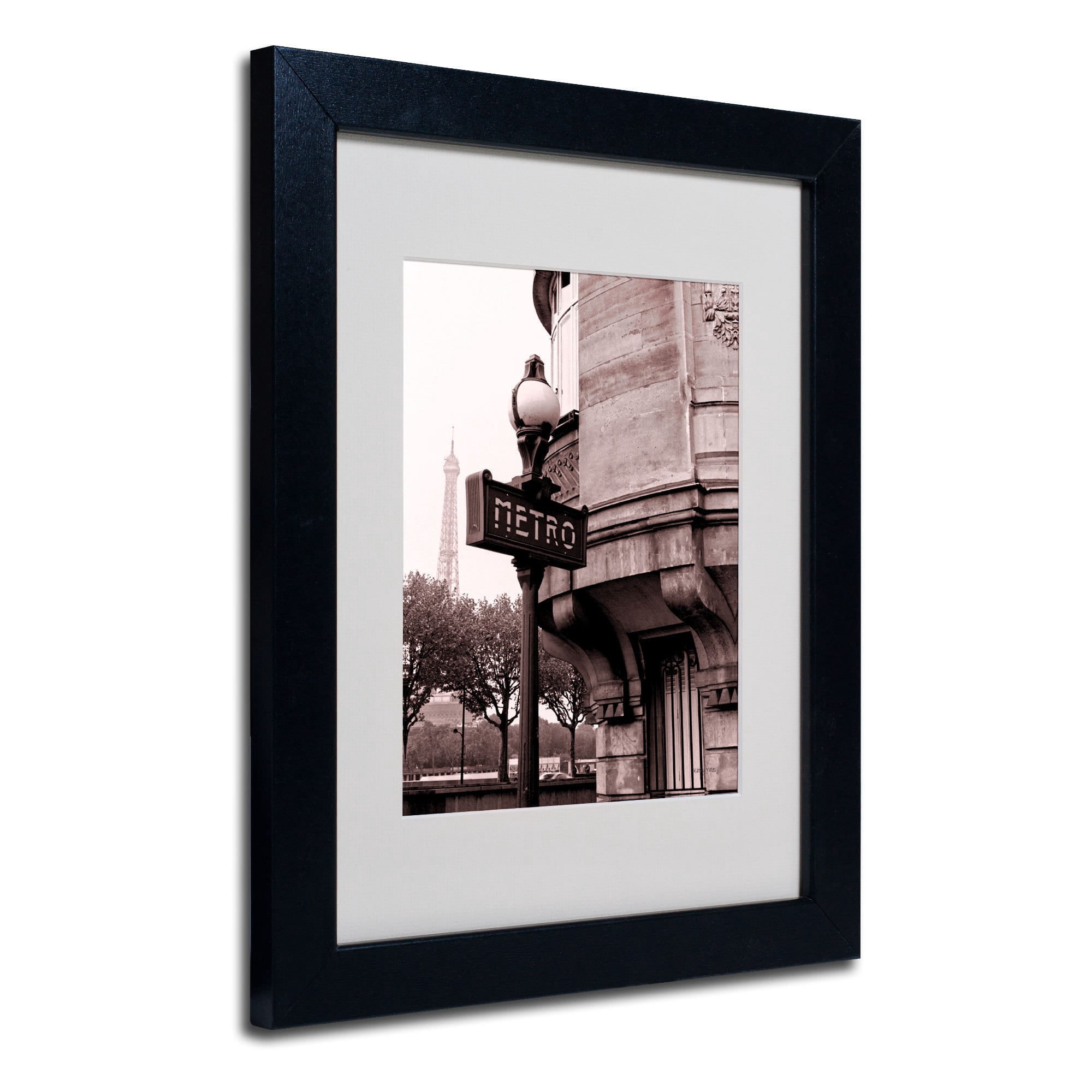 Trademark Fine Art "Metro and Eiffel" Matted Framed Art by Kathy Yates, Wood Frame