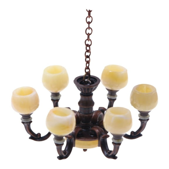BINGLI 1/12 Miniature Dollhouse Chandelier Lighting - Hanging Ceiling Decor for Model House DIY Crafts, Detailed Victorian-Style Mini Chandeliers with Crystal Bead Decor