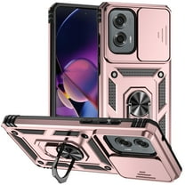 Motorola Moto G Stylus 5G 2024 Case,Dteck Shockproof Rubber Rugged Case Hybrid Hard Ring Holder Kickstand Slide Camera Lens Protector Cover for Moto G Stylus 5G 2024, Rosegold