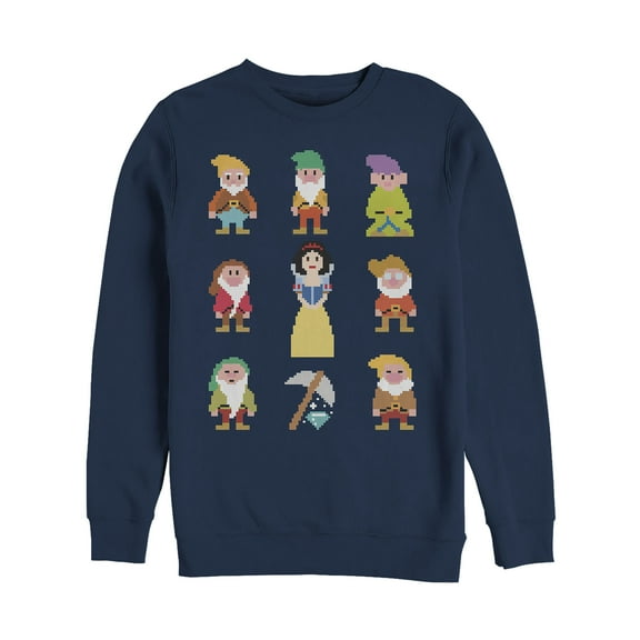 Men's Snow White and the Seven Dwarfs Pixels Sweatshirt Navy Blue X Large