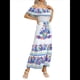 thumbnail image 3 of Vestido de Verano para Mujer, Estampado Floral, Hombros Descubiertos, Sin Mangas, y Azul S, 3 of 7