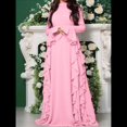 thumbnail image 4 of Vestidos Ajustados para Mujer, Elegantes Vestidos Largos de Cóctel con Mangas Acampanadas y Dobladillo con Volantes. Rosa XL, 4 of 10