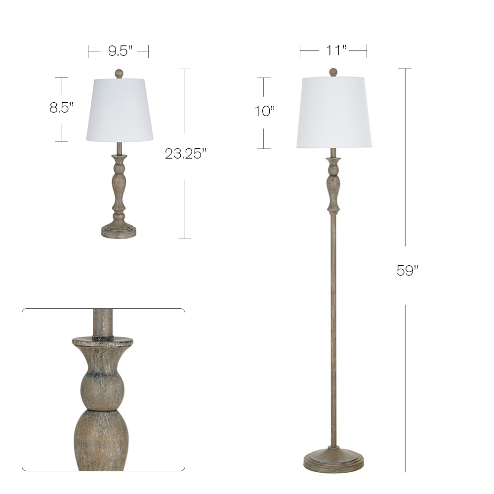 Better Homes & Gardens Modern Farmhouse 3-Pack Table and Floor Lamp Set, Wood Finish - image 3 of 4