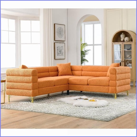 81.5-Inch Streamline Modern Teddy L-Shaped Sectional Sofa – 5-Seater with 3 Cushions for Living Room