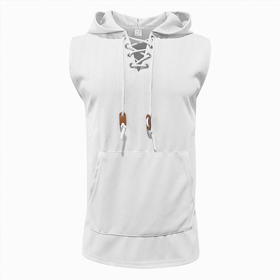 Hessimy Men's Casual Tank Tops V Neck Sleeveless T Shirts Summer Beach Lightweight Muscle Tee（White,S)