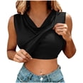 thumbnail image 1 of Tops de Color Sólido para las Mujeres de Moda Cómodo Versátil con Cojín de Pecho Cuello Pila Tops sin Mangas para las Mujeres, 1 of 7