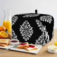 thumbnail image 2 of Toaster Cover 2 Slice, Baroque Black Dustproof Bakeware Oven Protector with Top Hook, Vintage Damask Classic Floral Waterproof Small Kitchen Appliance Toasters Dust Cover, 11"x6"x8", 2 of 9