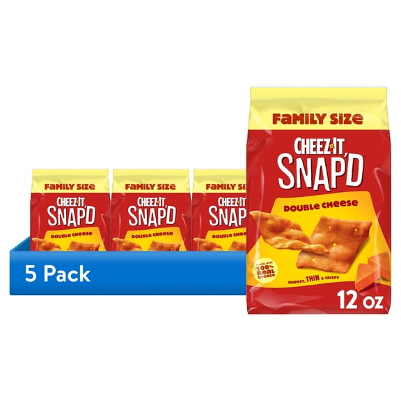 (5 pack) Cheez-It Snap'd Double Cheese Cracker Chips, Thin Crisps, 12 oz