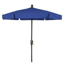 7.5 ft. 6 Rib Crank Champagne Bronze Hex Garden Umbrella with Pacific Blue Vinyl Coated Weave Canopy
