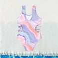 thumbnail image 4 of Grblisyd Girls Swimsuit Cut Out One Piece Bathing Suit Gradient Tie Dye Swimwear Size 10-12, 4 of 5