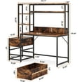 thumbnail image 3 of 55 Inch Computer Desk with 2 Drawers and Storage Shelves, Rustic Office Desk with Hutch, Study Writing Gaming Table Laptop Workstation for Home Office (Brown), 3 of 7