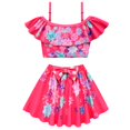thumbnail image 1 of Girls Swimsuits Flower Printed: 2PCS Elastic Bathing Suit Beach Swimwear for Kid, 1 of 10