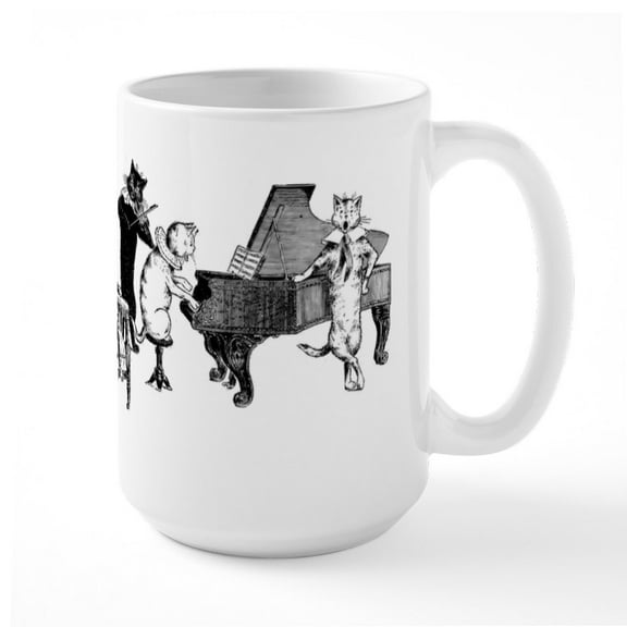 CafePress - Cat Music Large Mug - 15 oz Ceramic Large White Novelty Mug