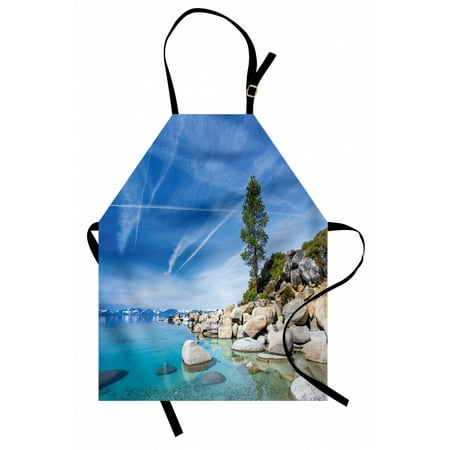 

Lake Apron Clear Dreamy Sky over Inland Creek Surrounded by Land Liquid Surface of Earth Print Unisex Kitchen Bib Apron with Adjustable Neck for Cooking Baking Gardening Blue Grey by Ambesonne