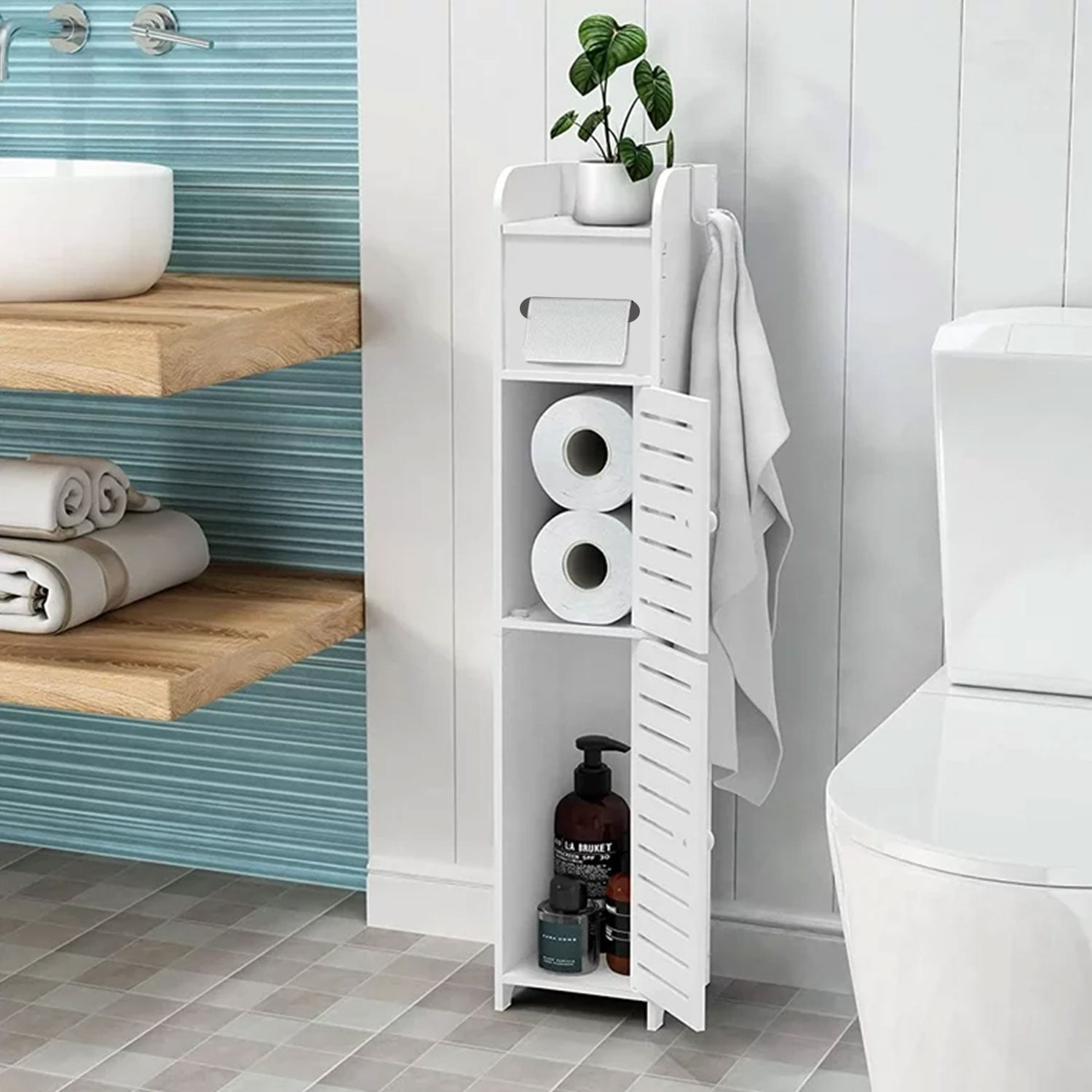 Homeika 2-Door Bathroom Cabinet, 4-Tier Design, Small Space Homeika 2-Door Bathroom Cabinet, 4-Tier Design, Small Space