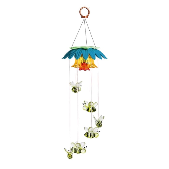 Evergreen Busy Bees Color Changing Flower Top Solar Mobile