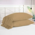 thumbnail image 3 of 2 Piece Long Ruffles Mermaid Fishtail Pattern Solid Taupe Pillow Shams, (King 20X36 Pillow Cover), 100% Egyptian Cotton, 800 Thread Count, King Size, 3 of 7
