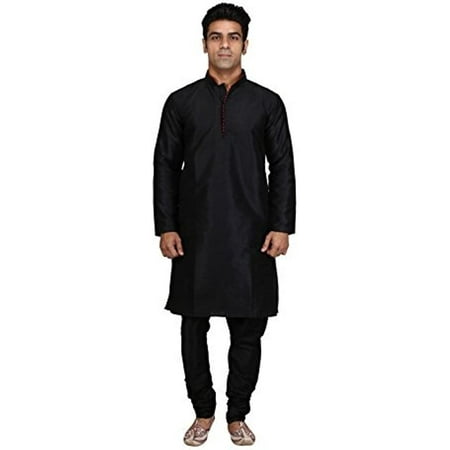 

Royal Kurta Men s Silk Blend Kurta & Churidaar Set Black