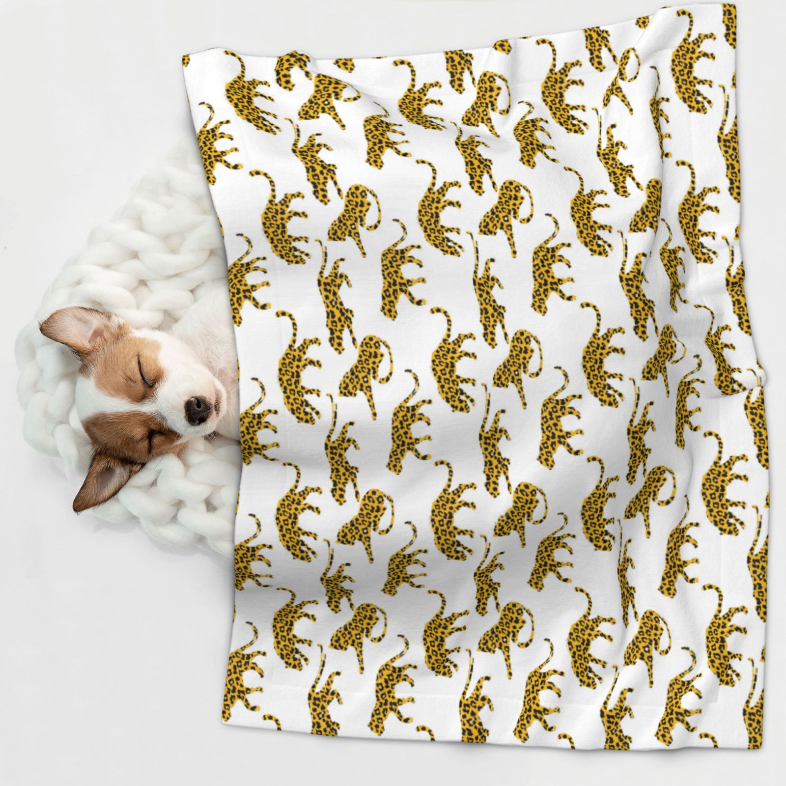 Naloa Leopard Print Dog Blanket, 3 Sizes Cat Blanket for Indoor Cats Large Medium Small Dog Gifts-Small