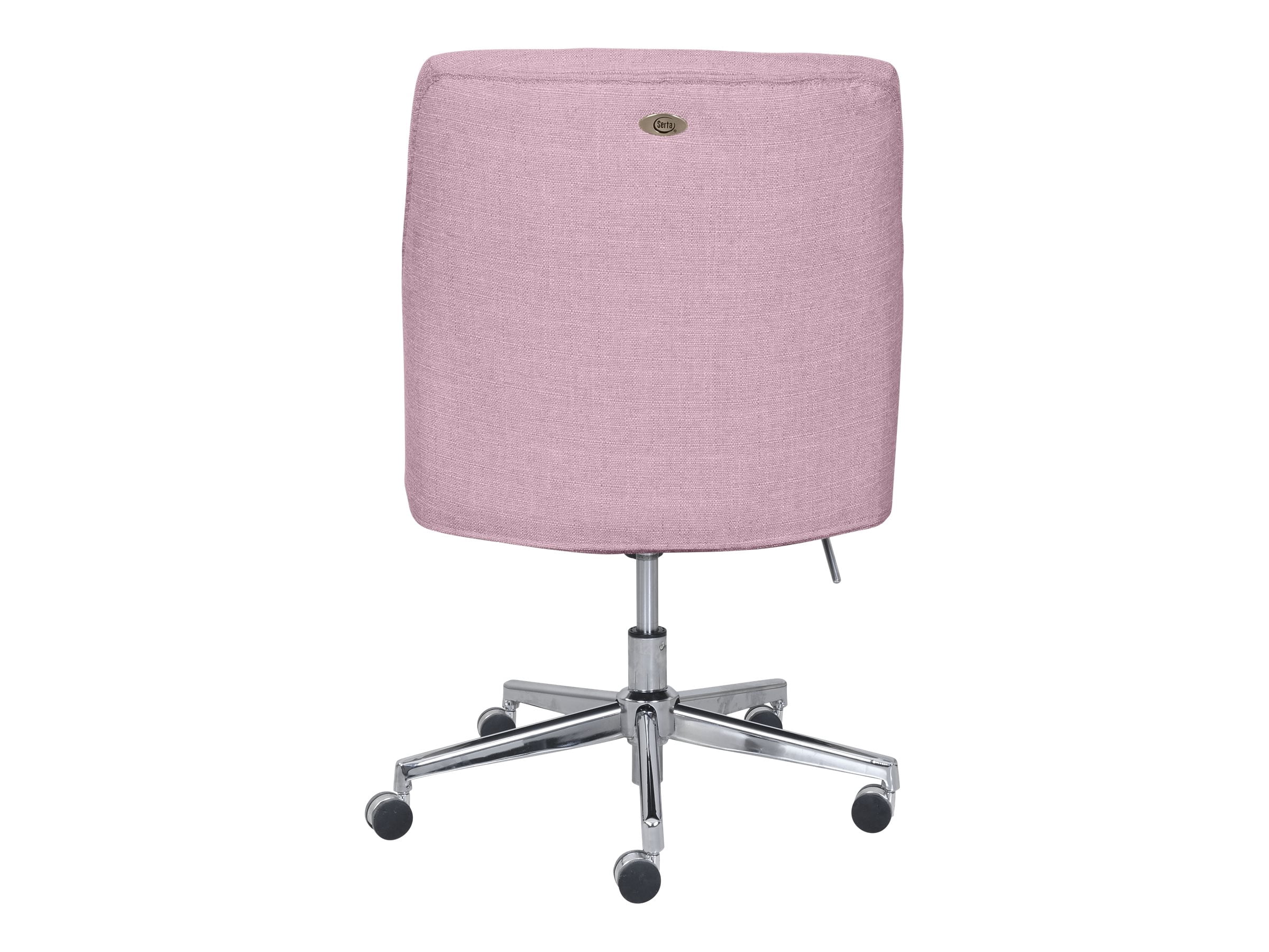 Serta Leighton Home Office Desk Chair, Stylish Mid-Back with Chrome Nailheads, Memory Foam Cushion and Padded Arms, Modern Vanity Armchair, Swivel Base, Twill Fabric, Lilac Purple
